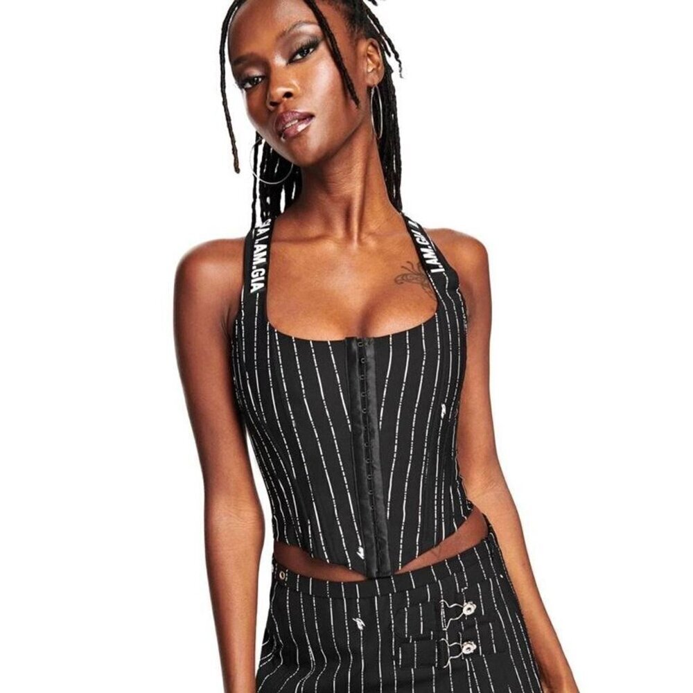 I am Gia pinstripe black corset size M